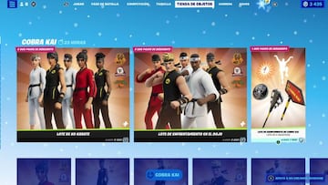Todos los objetos de Cobra Kai están en la sección "Cobra Kai" de la tienda