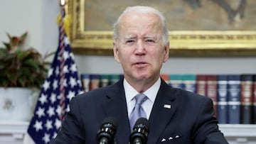 U.S. President Joe Biden during a speech in the Roosevelt Room at the White House in Washington, U.S., April 21, 2022. REUTERS/Evelyn Hockstein/File Photo