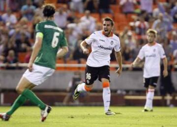 Valencia-St. Gallen. Alcácer celebra el 1-0.
