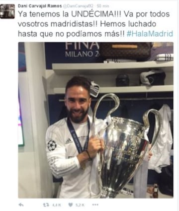 La celebración de los jugadores del Real Madrid en las redes sociales