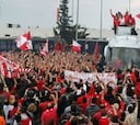 Gran recibimiento de los seguidores del Olympiacos