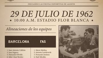 Este 29 de julio se cumplen 60 años de la histórica visita del conjunto blaugrana a territorio salvadoreño para sostener un duelo amistoso ante el club más ganador de El Salvador.