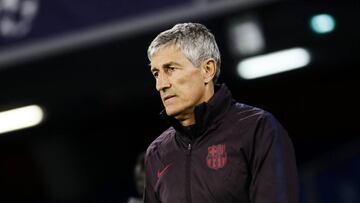 Setién, durante el partido ante el Nápoles.