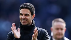 London (United Kingdom), 28/04/2024.- Arsenal manager Mikel Arteta celebrates his team's 3-2 win after the English Premier League soccer match between Tottenham Hotspur against Arsenal FC in London, Britain, 28 April 2024. (Reino Unido, Londres) EFE/EPA/ANDY RAIN EDITORIAL USE ONLY. No use with unauthorized audio, video, data, fixture lists, club/league logos, 'live' services or NFTs. Online in-match use limited to 120 images, no video emulation. No use in betting, games or single club/league/player publications.
