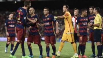 Piqué, el día de su su expulsión ante el Athletic.