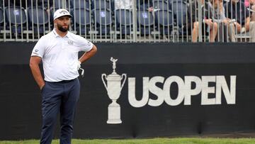 LOS ANGELES, CALIFORNIA - JUNE 14: Jon Rahm of Spain looks on during a practice round prior to the 123rd U.S. Open Championship at The Los Angeles Country Club on June 14, 2023 in Los Angeles, California.   Harry How/Getty Images/AFP (Photo by Harry How / GETTY IMAGES NORTH AMERICA / Getty Images via AFP)