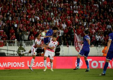 Soccer Football - CAF Champions League - Final - Wydad Casablanca vs Al Ahly Egypt - Mohammed V Stadium, Casablanca, Morocco - November 4, 2017   Al Ahly's Hussein Sayed in action with Wydad's Walid El Karti 