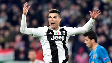Soccer Football - Champions League - Round of 16 Second Leg - Juventus v Atletico Madrid - Allianz Stadium, Turin, Italy - March 12, 2019 Juventus' Cristiano Ronaldo celebrates scoring their first goal REUTERS/Massimo Pinca