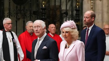King Charles III and Queen Camilla attend the annual Commonwealth Day Service of Celebration at Westminster Abbey, in London. March 10, 2025. Aaron Chown/Pool via REUTERS