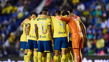 Players of America during the 15th round match between America and Cruz Azul as part of the Liga BBVA MX, Torneo Clausura 2025 at Ciudad de los Deportes Stadium, on April 12, 2025 in Mexico City, Mexico.
