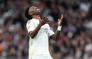 Desesperación del delantero brasileño del Real Madrid, Vinicius Júnior.