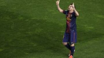 Messi celebrando uno de sus goles al Rayo.