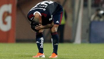 Los jugadores de Universidad de Chile, se lamenta tras el partido contra, Coquimbo Unido.