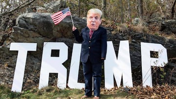 A contestant dressed as President Trump participates in a Trump campaign rally named &quot;Trumptoberfest&quot; at Rocky Point Park in Warwick, Rhode Island on October 11, 2020. 