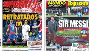 Portadas de los diarios Sport y Mundo Deportivo del día 3 de octubre de 2018.