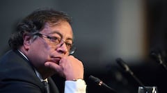 Colombia's President Gustavo Petro speaks during a press conference in the framework of the Community of Latin American and Caribbean States (CELAC) summit in Buenos Aires, on January 24, 2023. - Petro stated that the Community of Latin American and Caribbean States (CELAC) was "the true space for integration" in the region. (Photo by Luis ROBAYO / AFP) (Photo by LUIS ROBAYO/AFP via Getty Images)