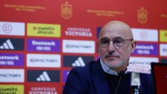 LAS ROZAS, SPAIN - MARCH 17: Luis de la Fuente, head coach of Spain, attends during his press conference celebrated at Ciudad del Futbol on March 17, 2023, in Las Rozas, Madrid, Spain. (Photo by Oscar J. Barroso / AFP7 via Getty Images)