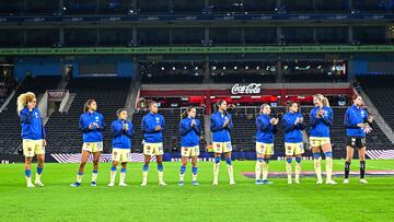   Players of America during the game Monterrey vs America, corresponding to Round 17 of the Torneo Apertura 2023 of the Womens Liga BBVA MX, at BBVA Bancomer Stadium, on November 03, 2023. 

<br><br>

Jugadoras de America durante el partido Monterrey vs America, correspondiente a la Jornada 17 del Torneo Apertura 2023 de la Liga BBVA MX Femenil, en el Estadio BBVA Bancomer el 03 de Noviembre de 2023