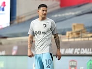 DALLAS, TEXAS - APRIL 22: James Rodriguez #10 of Minnesota United FC warms up prior to the MLS soccer game between FC Dallas and Minnesota United FC at Toyota Stadium on April 22, 2026 in Dallas, United States. (Photo by Omar Vega/Getty Images)