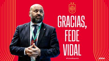 Cartel con el que la Real Federación Española de Fútbol ha anunciado la no continuidad de Fede Vidal como seleccionador español de fútbol sala.