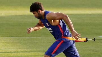 Diego Costa, ayer en el entrenamiento con el Atl&eacute;tico en Majadahonda.