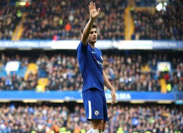 Morata of Chelsea celebrates after scoring against Newcastle United.