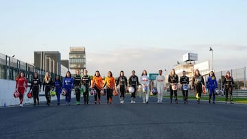 Las pilotos que participaron en el test femenino de la Fórmula E en Madrid.