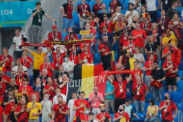 Aficionados de la selección de Bélgica.