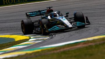 Russell, con el Mercedes en Brasil.