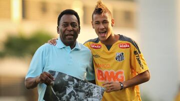 Neymar e Pele durante un entrenamiento del Santos en 2011