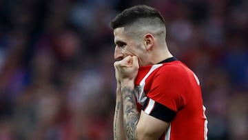 Soccer Football - LaLiga - Atletico Madrid v Athletic Bilbao - Metropolitano, Madrid, Spain - February 19, 2023 Athletic Bilbao's Oihan Sancet reacts REUTERS/Juan Medina