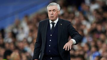 Real Madrid head coach Carlo Ancelotti  during the La Liga match between Real Madrid and Levante UD played at Santiago Bernabeu Stadium on May 12, 2022 in Madrid, Spain. (Photo by Ruben Albarran / Pressinphoto / Icon Sport)