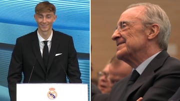 No van a adivinar las primeras palabras de Huijsen cuando sube al atril: todos a risas