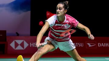 La jugadora de bádminton española Clara Azurmendi, durante un partido.