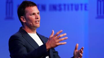 Tom Brady, Quarterback, New England Patriots, and Founder of TB12, speaks at the Milken Institute 21st Global Conference in Beverly Hills, California, U.S., April 30, 2018. REUTERS/Mike Blake