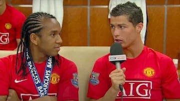 Cristiano Ronaldo y Anderson durante un evento del Man. Utd.