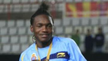 <b>TRIPLE GOLEADOR. </b>Thievy celebra sus goles frente al Barça.