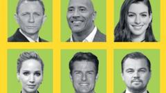 Daniel Craig, Dwayne Jhonson, Tom Cruise, Anne Hathaway, Jennifer Lawrence y Leonardo Di Caprio, entre los mejores pagados de Hollywood.