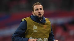 Harry Kane, el pasado domingo en Wembley durante el calentamiento antes de salir al terreno de juego ante B&eacute;lgica. 