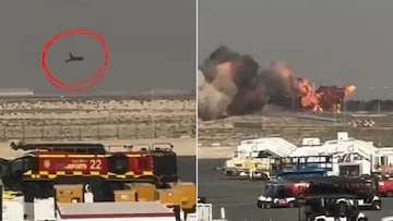 El impactante momento en que un avión de combate se estrella en mitad de un show aéreo en Dubái