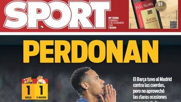 Portada del diario Sport despu&eacute;s del Cl&aacute;sico