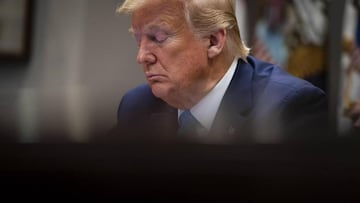 US President Donald J. Trump participates in a Small Business Relief Update in the Roosevelt Room of the White House 