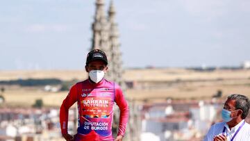 Santiago Buitrago, con el maillot de líder de la Vuelta a Burgos.