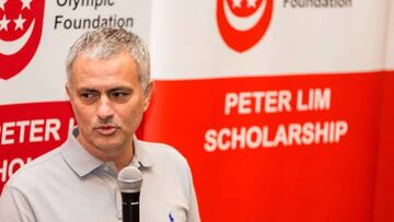 Jos&eacute; Mourinho speaking to students on a visit to Singapore in February. 