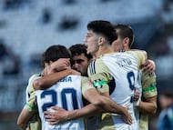 Víctor Sánchez, tras su primer gol con el Marbella en Primera Federación