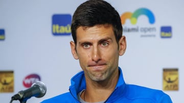 Novak Djokovic during his press conference in Miami.