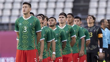 Jugadores de la Selecci&oacute;n Mexicana antes del partido contra Brasil