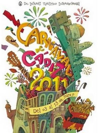 "Sorpresa", la obra del artista cubano Álex Pelayo, fue la elegida para anunciar el Carnaval 2011. El cartel muestra una Cádiz vibrante que se despliega en plena fiesta, como si la ciudad se abriera para liberar toda su energía carnavalesca.