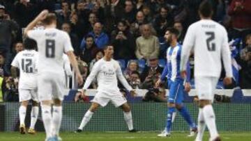 Cristiano Ronaldo, celebrando un gol con el Real Madrid frente al Espanyol.