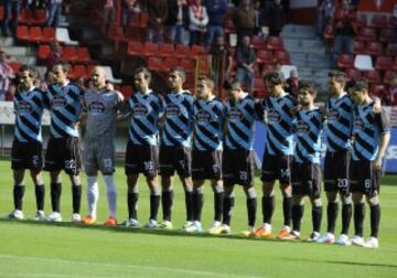 Jugadores del Lugo en el Sporting de Gijón-Lugo.